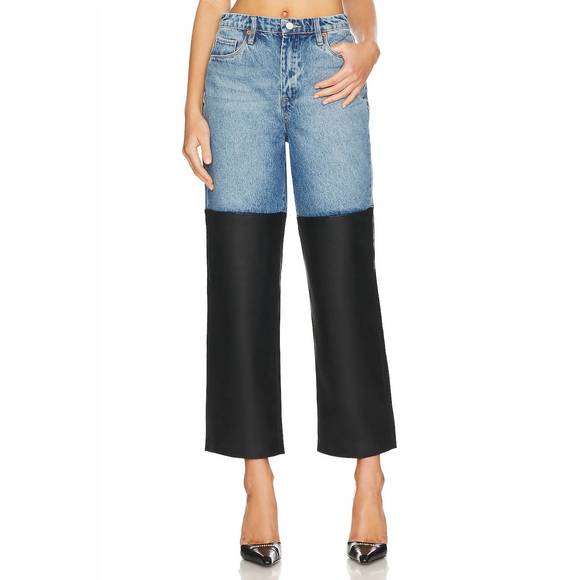 BLANKNYC Pants - NEW BLANKNYC ribcage straight leg denim with faux leather pants in light blue an